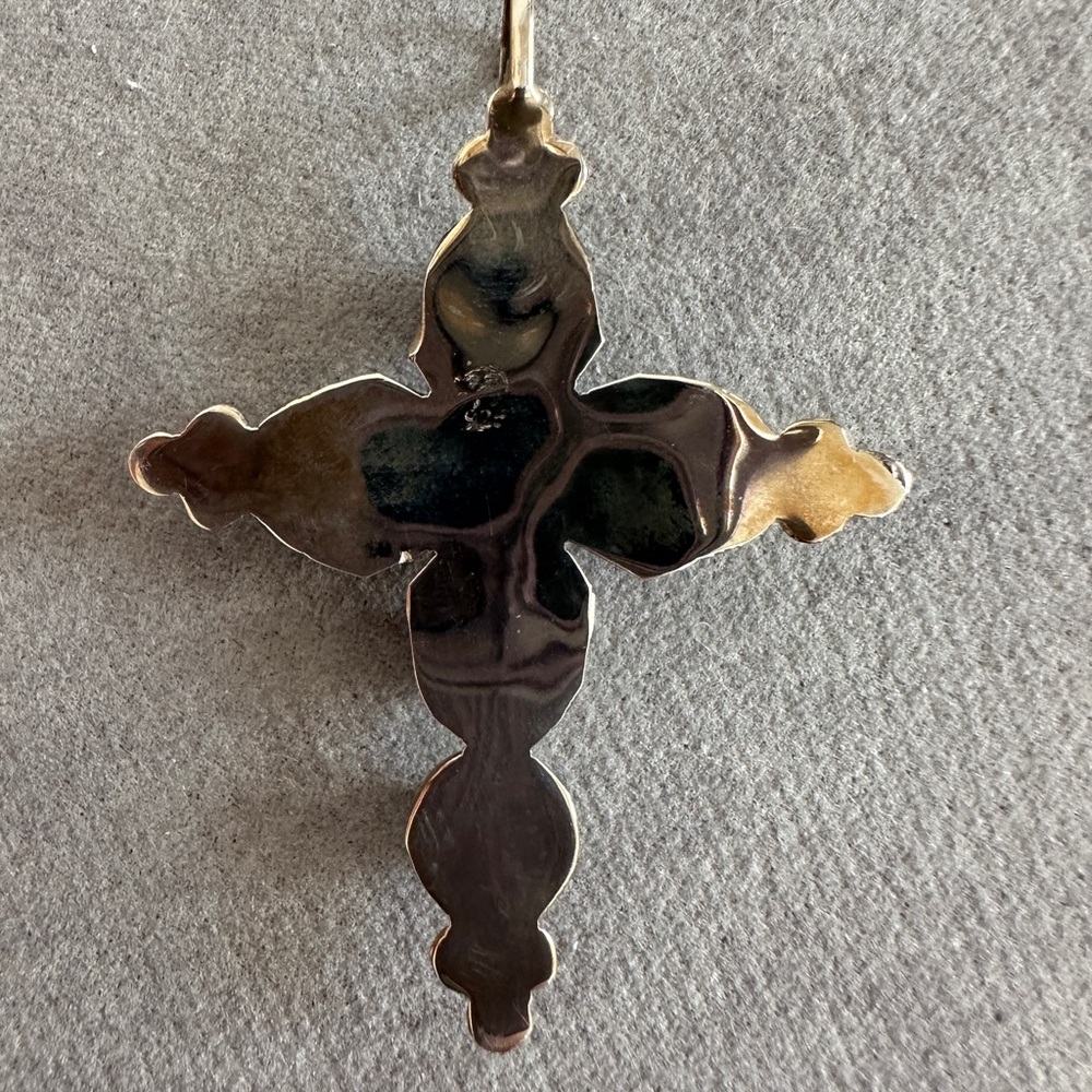 Turquoise & Sterling Silver Indian Cross Pendant - Picture 3 of 4